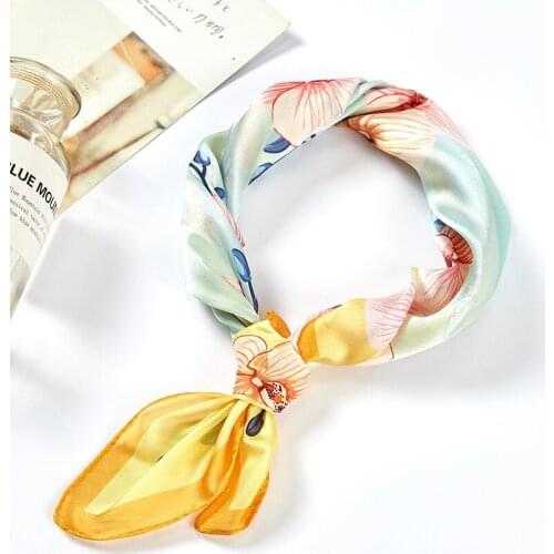 Dot Print Kerchief Silk Satin Hair Scarf For Women Small Shawls Fashion Hair Scarfs Female 53*53cm Square Bag Scarves For Ladies