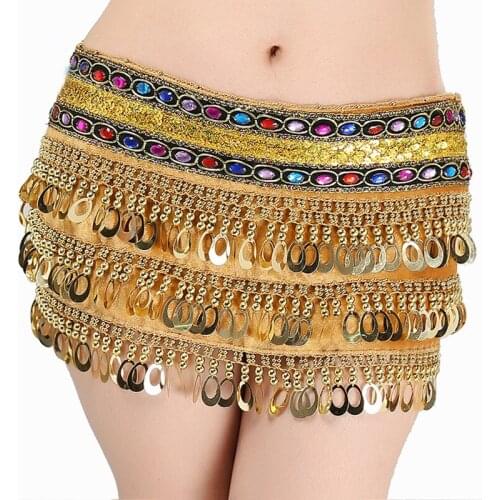 Belly Dancing Waist Chain Dance Performance Hip Scarf Belly Cheap Sparkling Dancing Costume Accessories For Women Sequins Belt