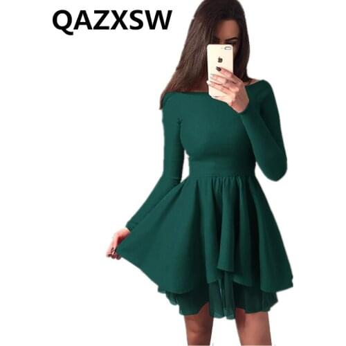 2019 New Spring Dress Autumn Sexy Long-sleeved Short Dress Solid Fashion Temperament Street Slim Thin Women Dresses ZW030