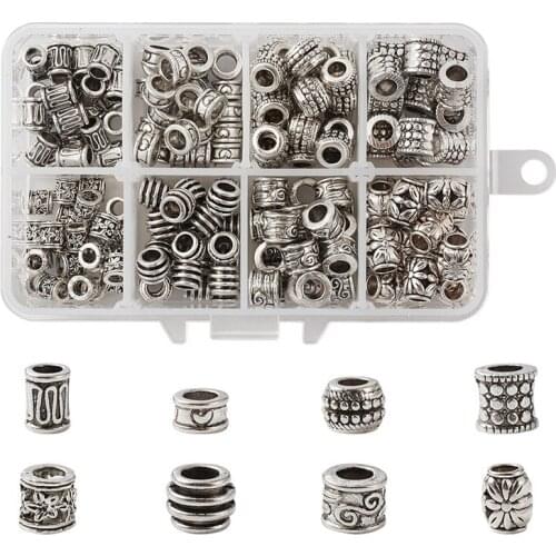 1 Box Mixed Shapes Tibetan Style Alloy Large Hole European Beads Spacer Beads for Jewelry Making DIY Findings about 190pcs/box