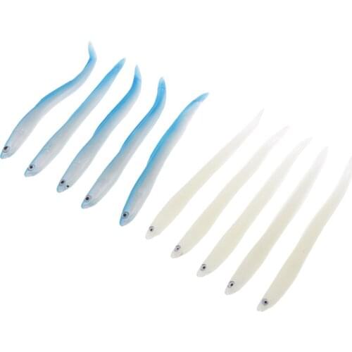 10Pcs Artificial 3D Eye Luminous Fishing Lures Jig Head Night Glow Soft Baits Swimbait 2 Color