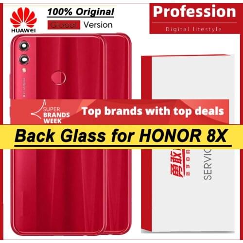 100% Original for Huawei Honor 8X Back Battery Cover Rear Glass Door Panel Case Battery Cover with Camera Lens
