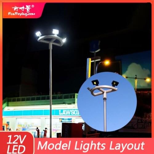 4 PCS HO Scale Model lighting tower,Model Street Lights Layout Lamppost Train/Garden/Playground/Stadium Overhead Lights