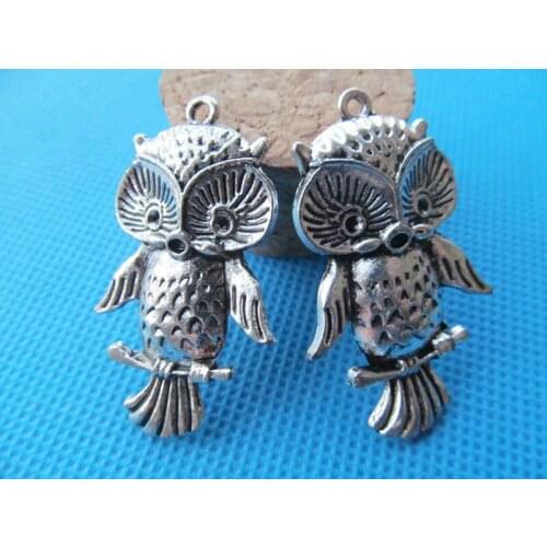 20pcs Antique Silver tone/Anique Bronze Cute Night Owl Pendant Charm/Finding,fit 2pcs Rhinestone,DIY Accessory Jewelry Making