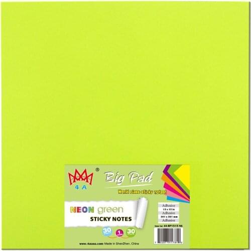 4A Sticky Big Pad,15 x 15 Inches,Neon Green,Self-Stick Notes,Stationery,Stickers Planner,30 Sheets/Pad,1 Pad/Pack,4A BP1515 NG