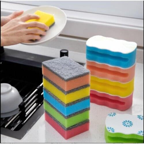 5pk/lot Washing Dish Towel Rags Thicken Scouring Pad Sponge Cloth Scouring Kitchen Cleaning Dishcloths Cleaning cloth towel