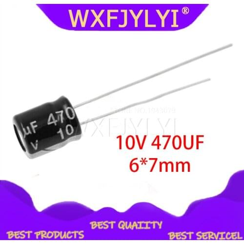 50PCS Higt quality 10V 470UF 6X7mm 470UF 10V Electrolytic capacitor