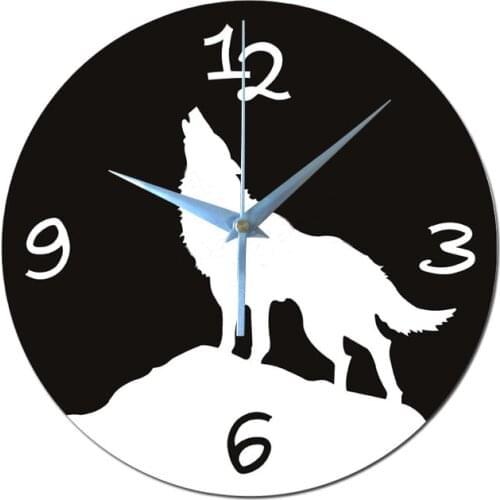 Wolf New sale 3d acrylic mirror wall clocks modern home decor living room still life wall clock sticker quartz needle watch