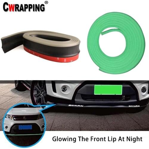 2.5M Car Bumper Protectors Lip Rubber Reflective Front Bumper Lip Auto Decor Night Lighting Luminous Bumper DIY Car Accessorie