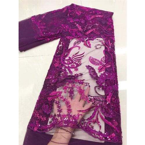Shinny Fashionable Sequins Embroidery French Lace Fabric 5 BZL-120703 With Beads and Sequins Tulle Mesh for Party Dress