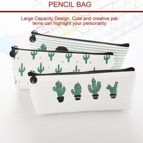 School Pencil Case Cactus Pencil Case Large-capacity Student Zipper Pencil Case School Office Supply Gift Stationery