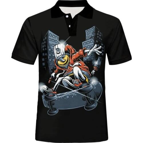 IFPD EU Size 3D Printed Graffiti Spray Paint Polo T Shirt Men Casual Cool Hiphop Polo Shirt New Summer Short Sleeves Tops Tee