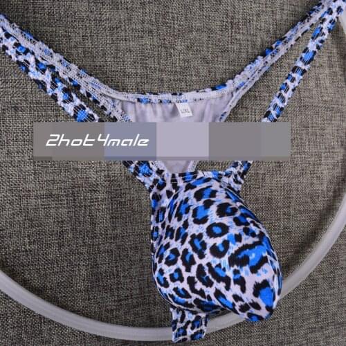 Hot Mens Underwear String Thong T-back Contoured Pouch Bulge Bud ~ Leopard
