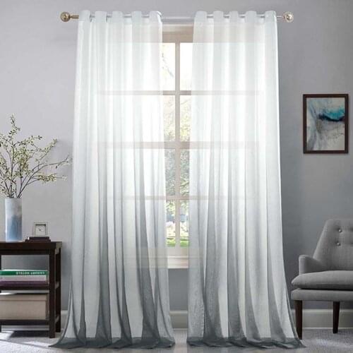 Gradient Ombre Semi Sheer Curtains Drapes Windows Treatment Voiles for Dining Living Kids Room Bedroom Decor Grommet Top TJ3855