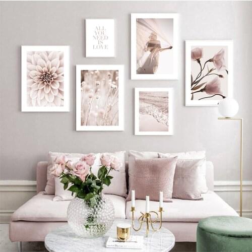 Boho Style Canvas Painting Floral Beach Scandinavian Poster Nordic Print Photography Creative Wall Art Picture Modern Decoration