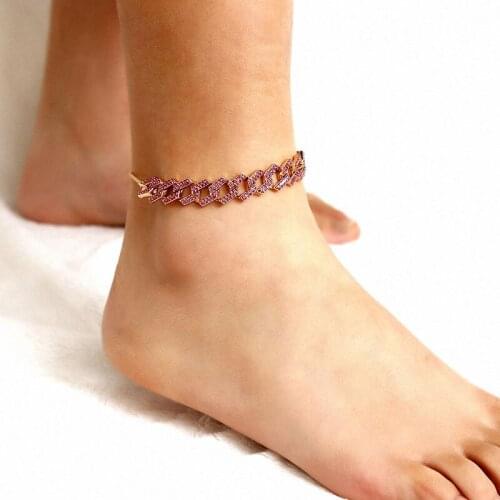 Creative Shiny Rhinestone Geometric Chain Anklets for Women Adjustable Yoga Ankle Foot Jewelry Turkish Barefoot Gift XR2875