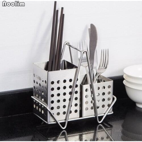 NOOLIM Multifunction Stainless Steel Tableware Rack Knives Forks Cage Tube Spoons Draining Storage Holder Kitchen Accessories