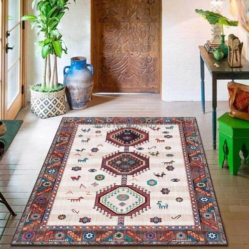 Fashion bohemian geometry national wind brown living room bedroom bedside carpet mat custom