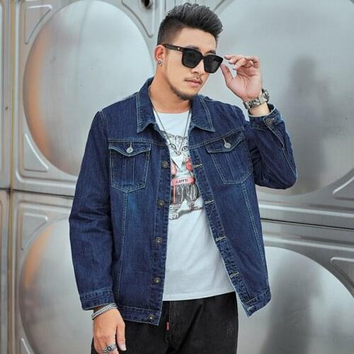 Oversized 5XL 6XL 7XL 8XL Men Blue Denim Jacket 2021 Spring Winter New Casual Loose Fat Jean Jacket Men Fashion Denim Jacket
