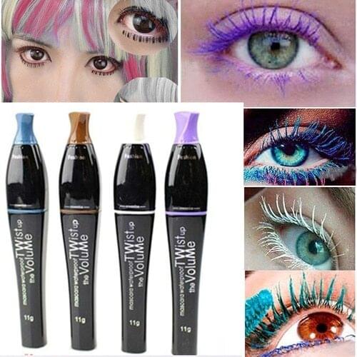 New Fashion 4 Colors Mascara for Choose Waterproof 3D Fiber Mascara Long Lasting Curling Eyelash Lengthening Color Mascara