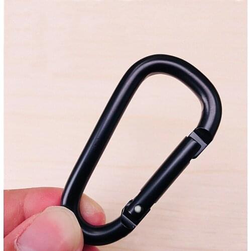 2020 New Hot Practical 10 Pcs Black D Shaped Aluminum Alloy Carabiner Hook Keychain Climbing Equipment Karabiner Mosqueton