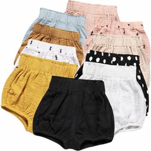New Cute Newborn Toddler Kids Baby Boy Girl Cotton Linen Printed Shorts Infant Diaper Cover Panties 0-5T