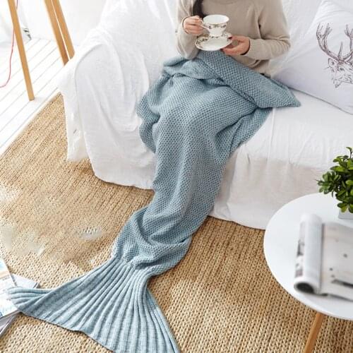 Mermaid Tail Blanket Crochet Mermaid Blanket For Adult Super Soft All Seasons Sleeping Knitted Blankets