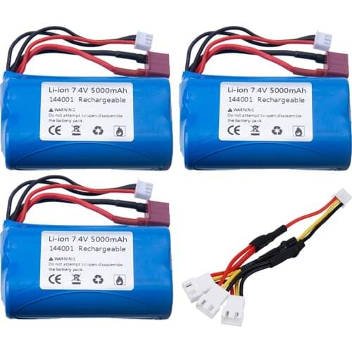 Original battery For Wltoys 144001 12428 RC toys Car Boats trucks Spare Parts High Capacity 7.4v 5000mah li-ion battery T plug