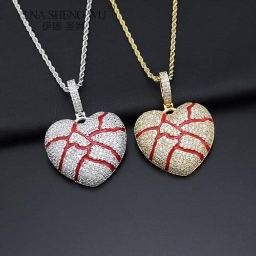 Women Men Broken Crack Heart Necklace & Pendant Unisex Party Hip Hop Jewelry Fashion Gold Silver Color Chain Rope Chain Necklace