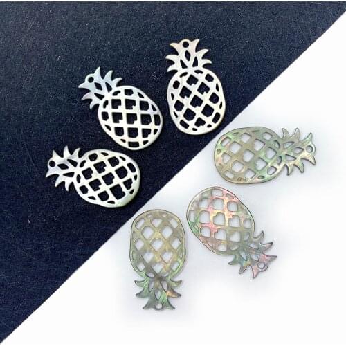 Natural Black Shell Pendant Carved Pineapple-shaped Pearl Shell for Fashion Jewelry Making DIY Earrings Necklace Accessories