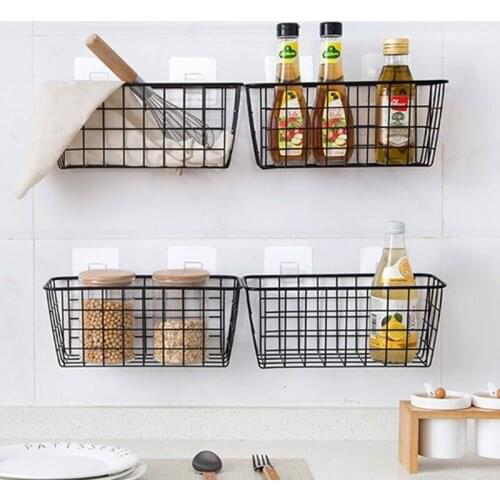 Rectangular Storage Box Wall Hanging Rack Bathroom Kitchen Accessories Storage Organization Storage Basket wicker basket