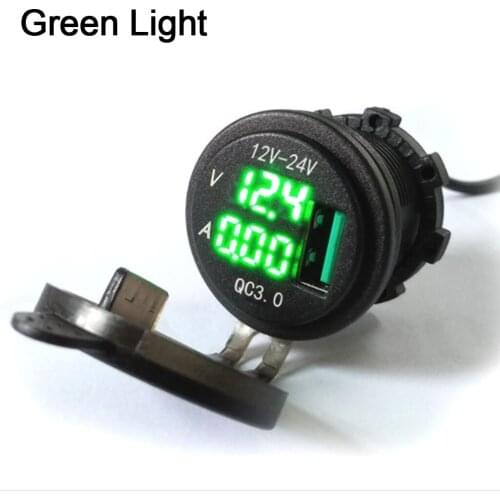 QC3.0 USB Charger Socket Power Outlet with LED Voltage and Current Display IP66 Waterproof Car Charger Adapter for universal Car
