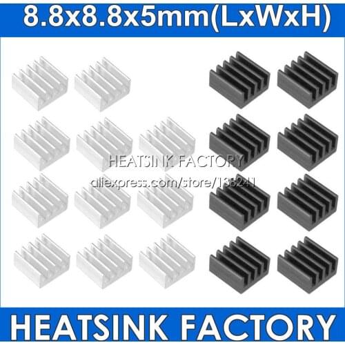 HEATSINK FACTORY High Quality 12pcs Aluminum Heatsink 8.8x8.8x5mm Chip Radiator Cooler