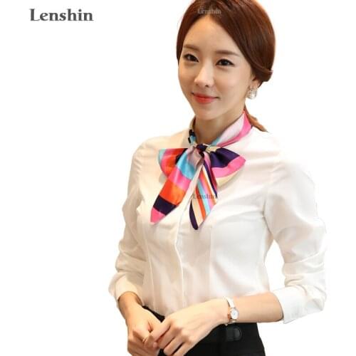 Lenshin Bow Shirts New Fashion Women Tie Blouse Formal elegant White Female Tops Office Lady Work Wear