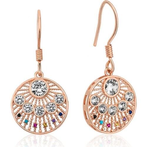 Silverlina Silver Rose Ethnic Pattern Lady Earrings