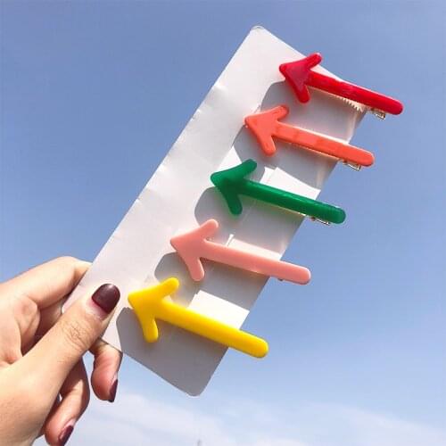 Gray Yellow Green Pink Red Pink Orange Arrow Mark Hair Clips & Pins Acrylic Duckbill Hairpin Headwear For Women