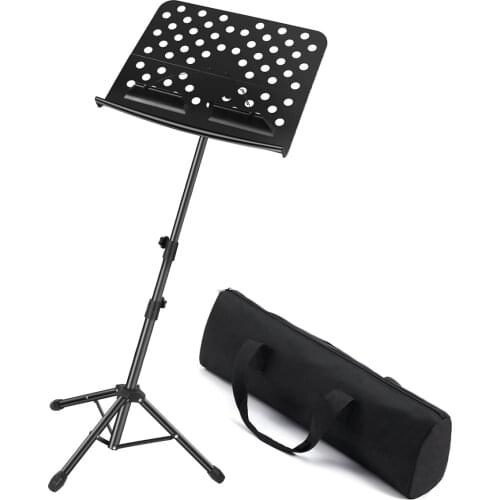 Folding Portable Sheet Music Stand Shelf Metal Tripod Adjustable Height 45 * 25cm Large Bookplate Anti-slip Rubber Feet