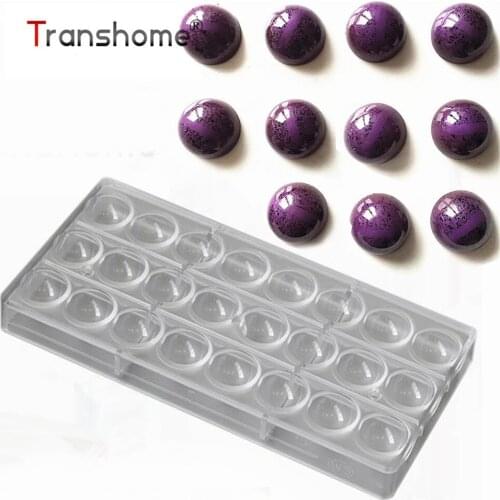 Transhome Polycarbonate Chocolate Moulds 24 Holes Half Ball Chocolate Molds Plastic Fondant Ice Cream Cube Cake Decorating Tools