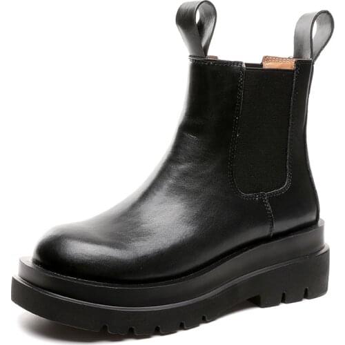 2021 Hotbuy Boots Chunky Boots Women Winter Shoes PU Leather Plush Ankle Boots Black Female Autumn Fashion Platform Booties