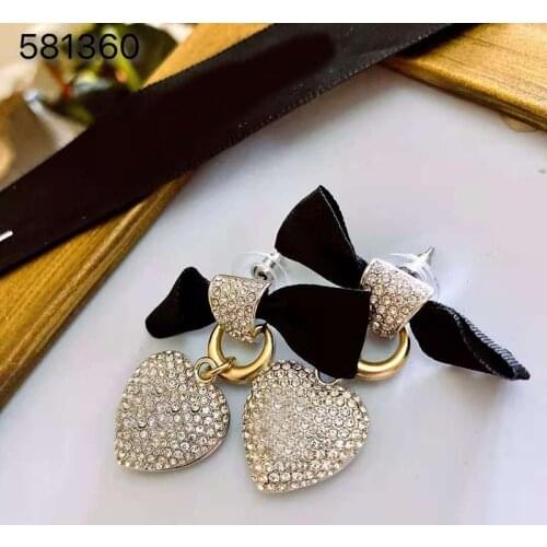 Hot Brand For Women Bowknot Heart Stone Earrings Wedding Party Earrings Silver Jewelry Big Design Jewelry