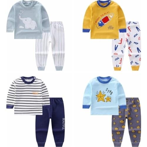 Winter Baby Pijamas Clothing Set Boys 0 -4 Years Clothes Newborn Infant Clothing Stripes Shirts Suit Toddler Outfit Kids