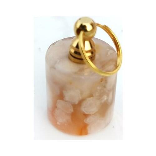 1PC Natural Flower Agate Diffuser Pendant Quartz Crystal Perfume Bottle Essential Oil Jar Necklace Healing Crystal Home Decora