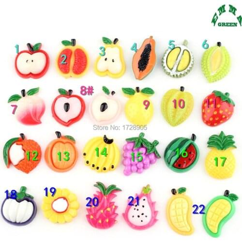 Fruit Cabochons for kids Colorful 10Pcs Kawaii Flat back Resin Cabochons for Bows Accessories DIY Scrapbooking Decoration Craft