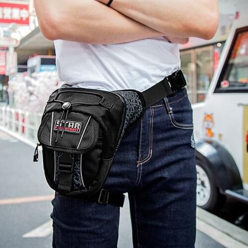 SFK Black Stylish Unisex Polyester Motorcycle Racing Leg Bag / Reflective Print Motorbike Riding Waist Bag/ Motocross Accessoies