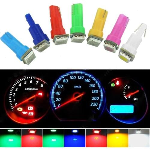 50Pcs 7color T5 1SMD 12V Blubs Wedge Dashboard LED Lights Bulbs Car Lnstrument Indicator AC Lamp Auto Interior Accessories