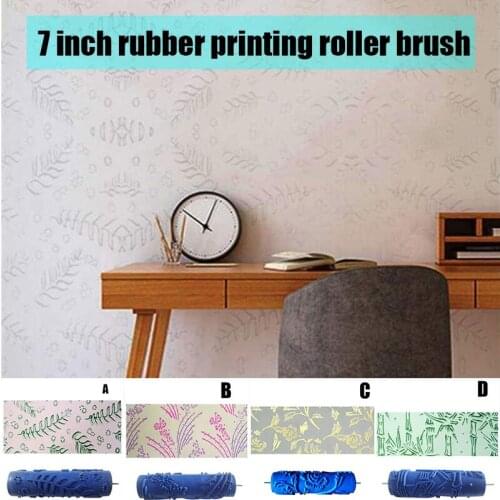 New 7 Inch Rubber Printing Pattern Roller Wall Paint Rubber Roller Embossed Flower Pattern DIY Sleeve Decorative Texture