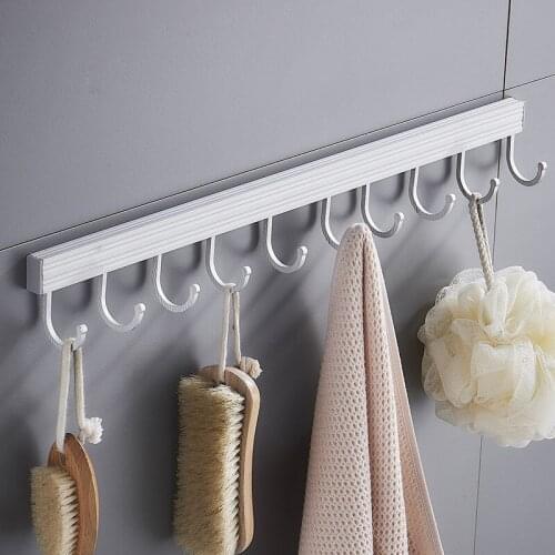 Aluminum Bathroom Hook Rack Multi-function Clothes Hats Storage Rack Portable Durable Bath Brush Towel Hooks Bathroom Organizer