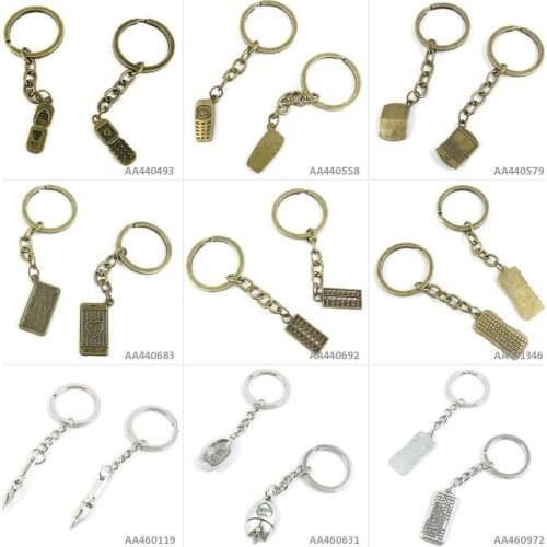Antique Bronze Silver Tone Keychain Keyring Keyboard Mouse Pen Chinese Abacus Cellphone Notebook Laptop Phone Key Chain Charms