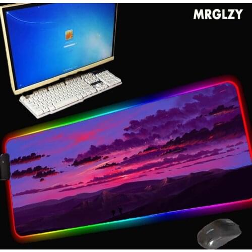 Evening cloud RGB big mouse pad desk gaming accessories desk mat LED natural rubber household carpet mat non-slip and waterproof