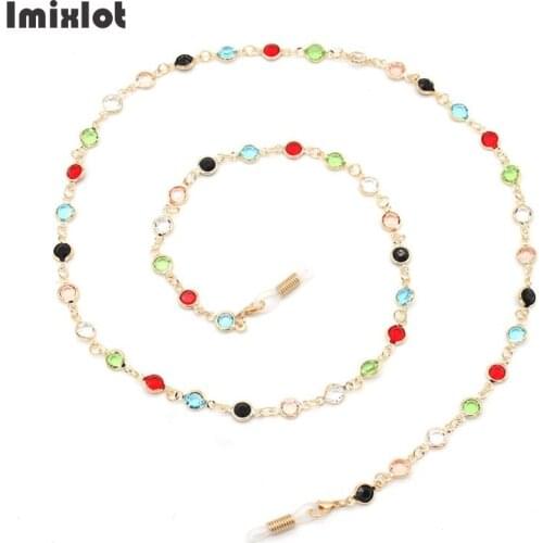 2020 New Fashion Womens Gold Silver Color Sunglasses Chains Reading Crystal Beaded Glasses Chain Eyewear Cord Lanyard Necklace